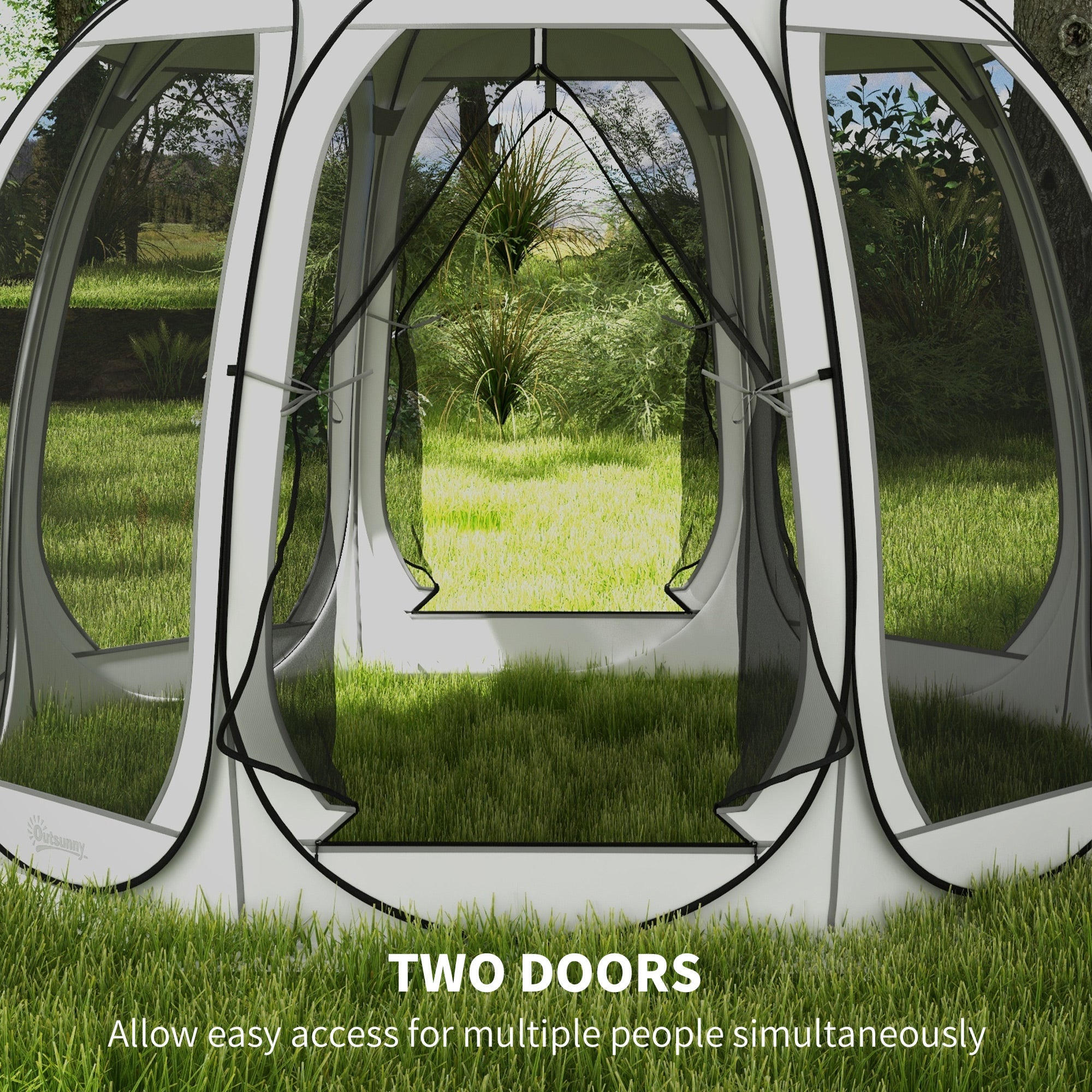 Outsunny 11' x 11.5' Screen Tent, Pop Up Camping Gazebo with Portable Carry Bag and 2 Doors, Cream White