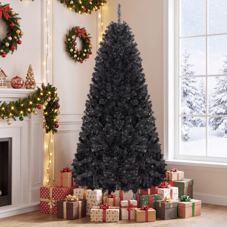 6 FT Pre-Lit Black Halloween Christmas Tree with 250 Vibrant Purple LED Lights