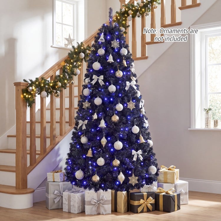 6 FT Pre-Lit Black Halloween Christmas Tree with 250 Vibrant Purple LED Lights