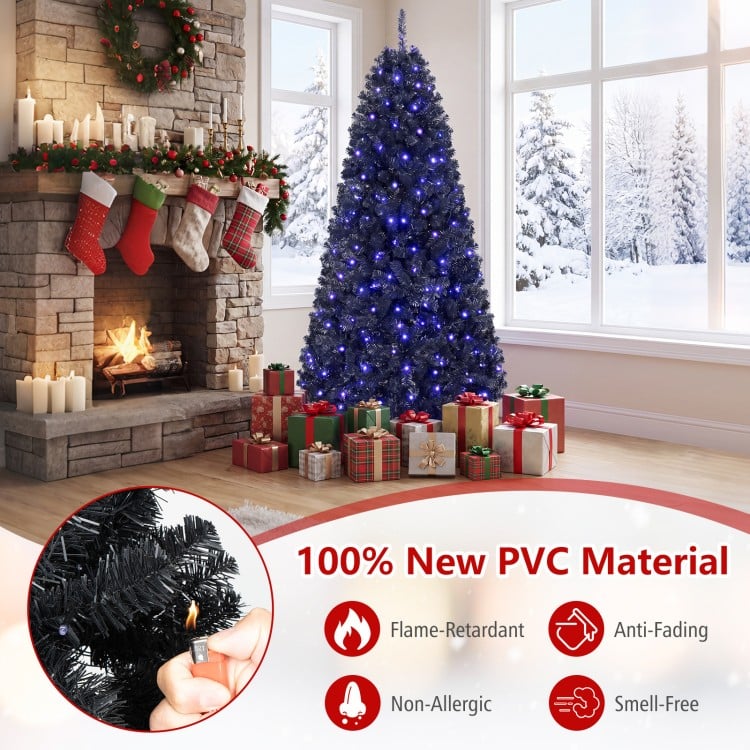 6 FT Pre-Lit Black Halloween Christmas Tree with 250 Vibrant Purple LED Lights