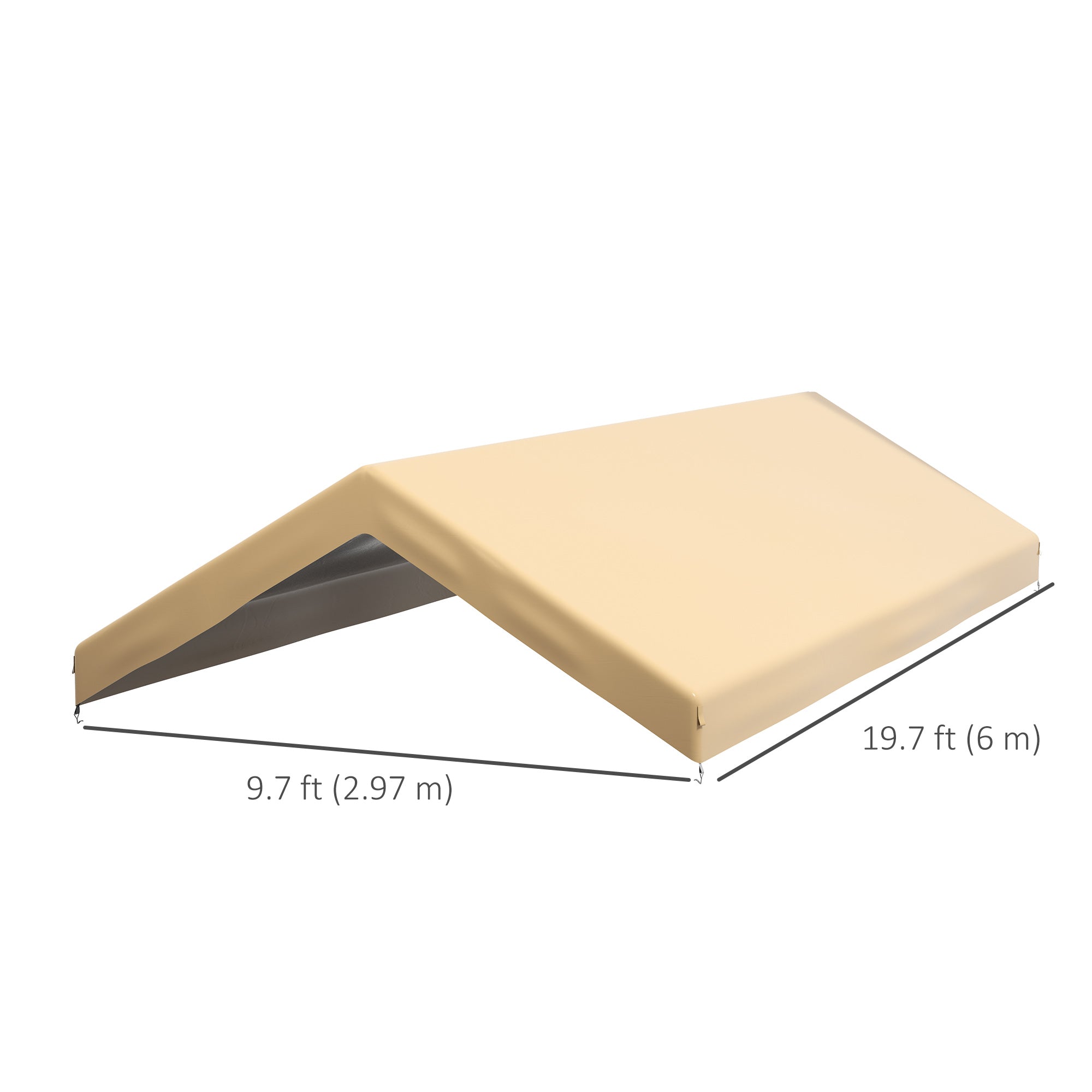 Outsunny 10 x 20ft Carport Replacement Canopy, UV Resistant Garage Car Cover with Ball Bungee Cords, Beige