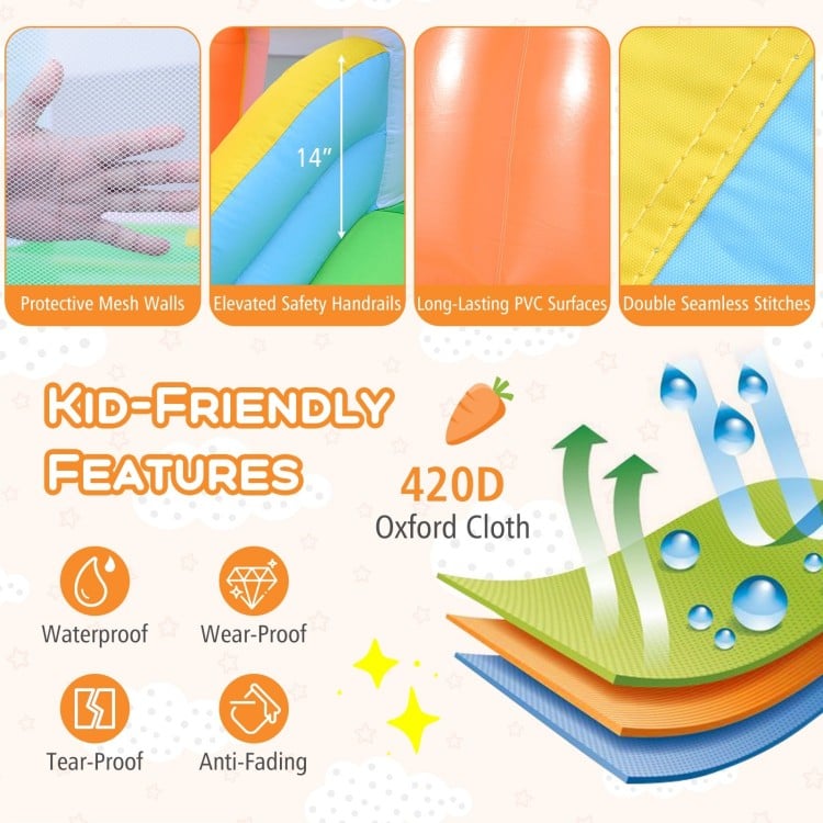 Bounce House for Kids 3-12 with Climbing Wall and 480W Blower for Backyard Party