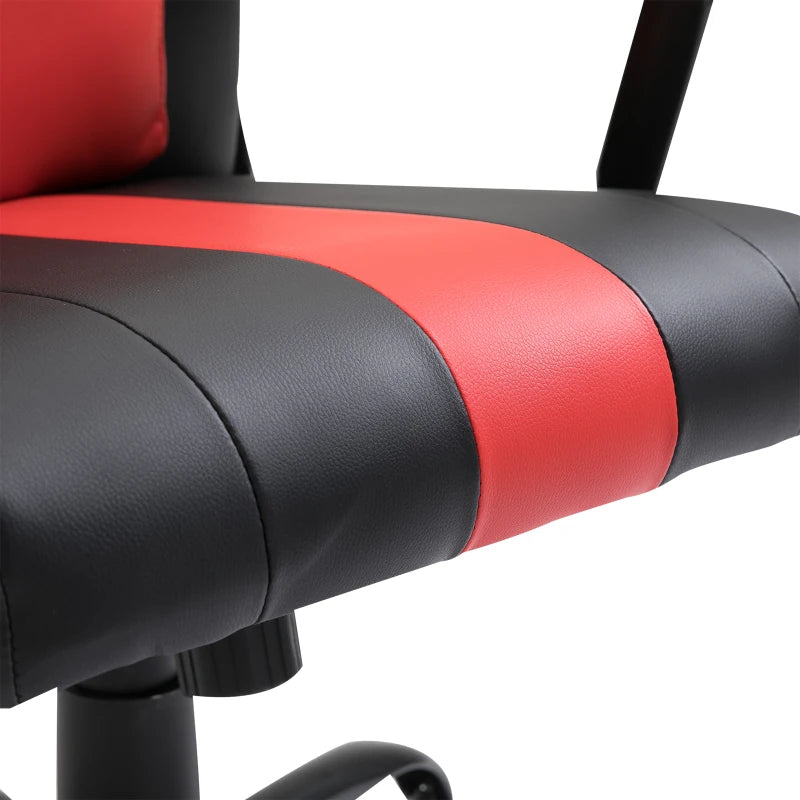 Office Chair High Back Racing Style Gaming Chair Adjustable PU Leather Swivel Computer Task Seat with Lumbar Support and Pillow Red