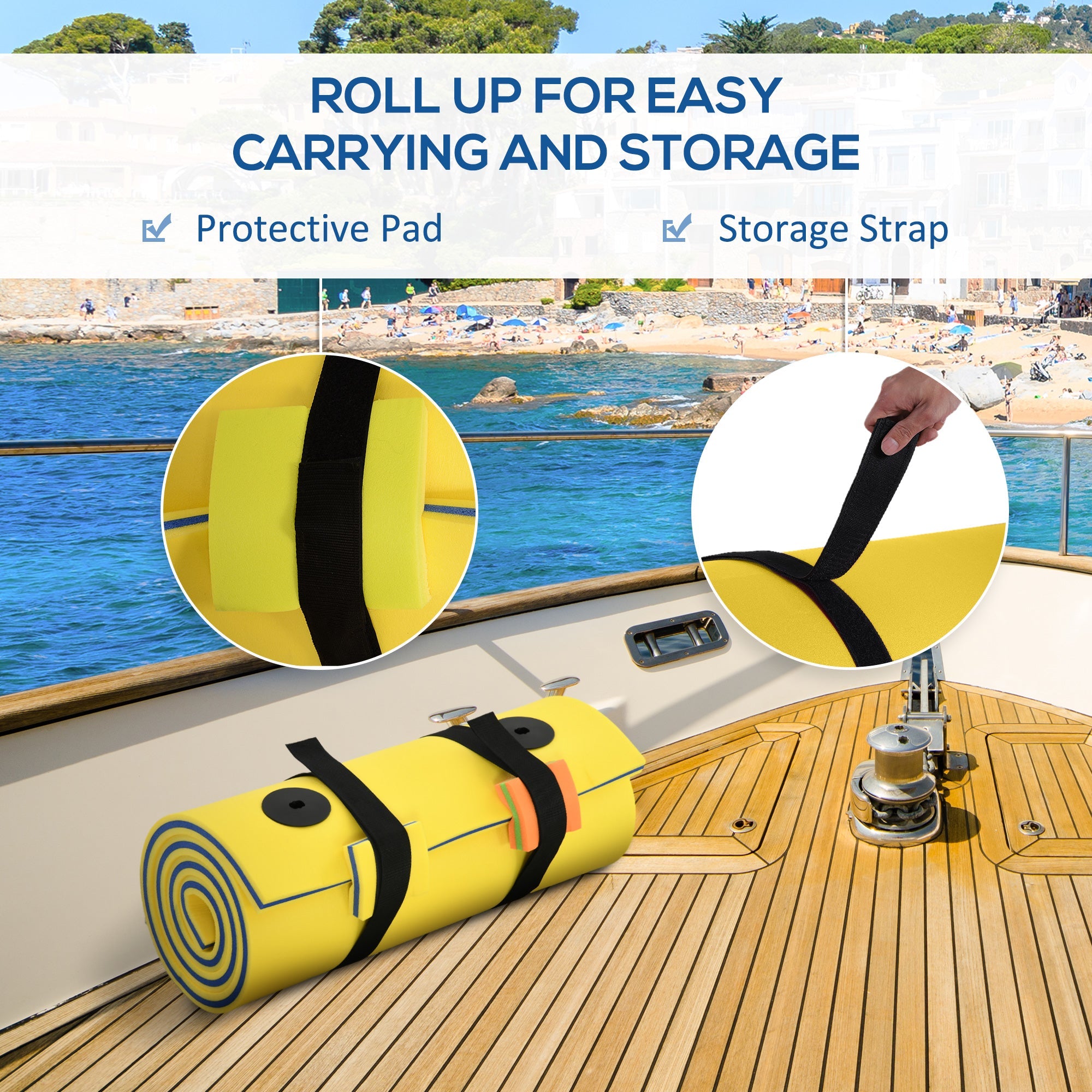 Soozier Aqua Roll Relaxation Mat: 6.5x2FT Floating Water Pad for Pool Lake Ocean Recreation Yellow