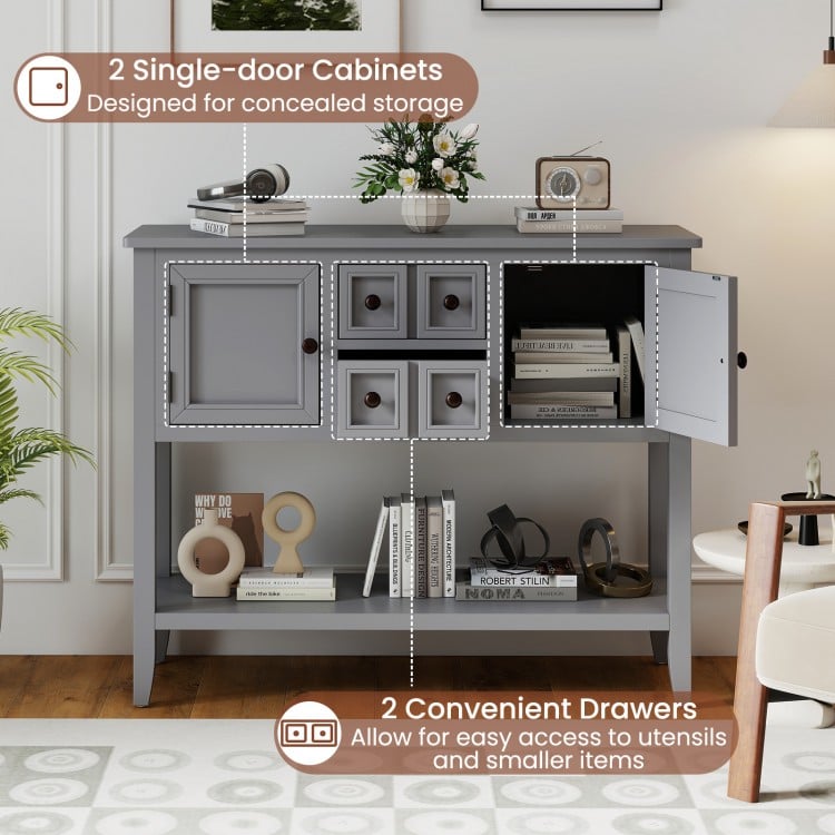 Buffet Sideboard Cabinet with 2 Doors and 2 Drawers-Gray