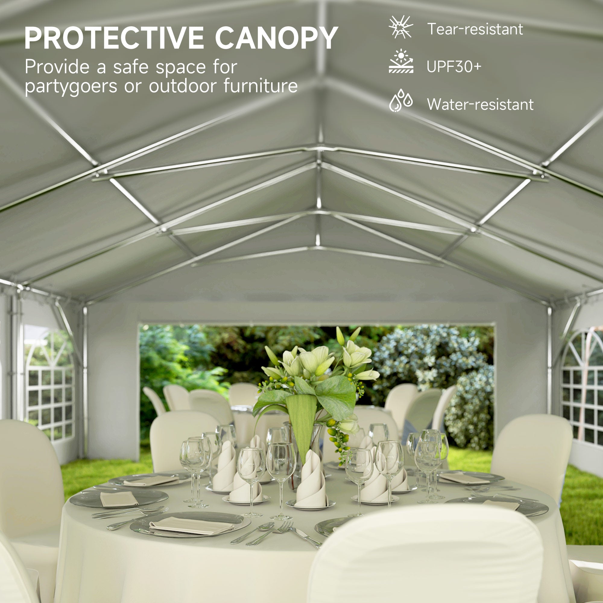 Outsunny 20' x 40' Party Tent, Outdoor Canopy Tent with Removable Sidewalls, 12 Windows for Parties, Wedding, Events, BBQ, White