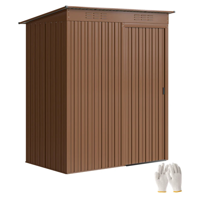 5.2' x 3.5' Outdoor Storage Shed, Easy to Assemble Metal Garden Shed, for Backyard, Lawn, Patio, Light Brown