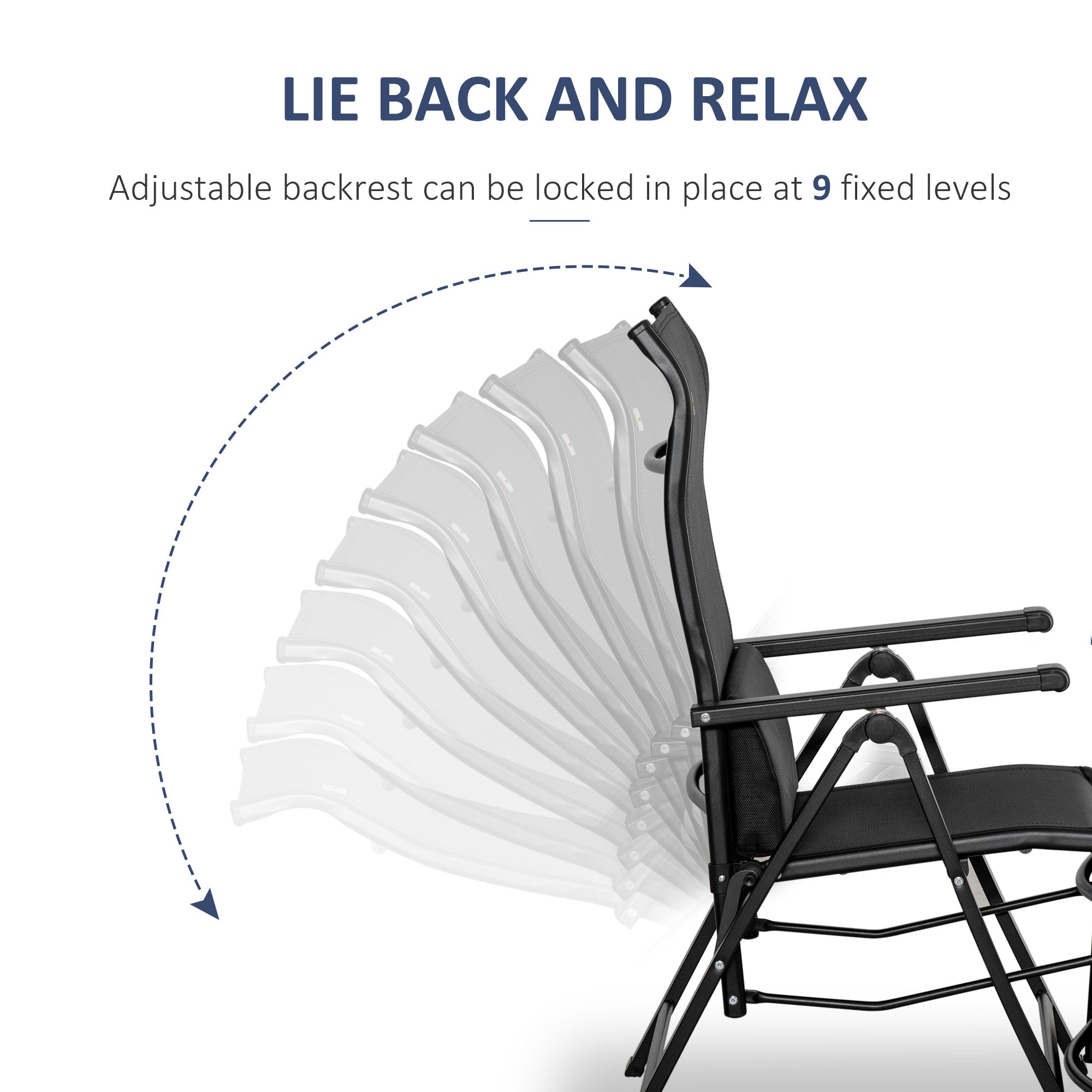 Outsunny Zero Gravity Lounge Chair with Cushion Adjustable Backrest Black