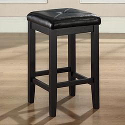 Set of 2 - Black 24-inch Backless Barstools with Faux Leather Seat - Free Shipping
