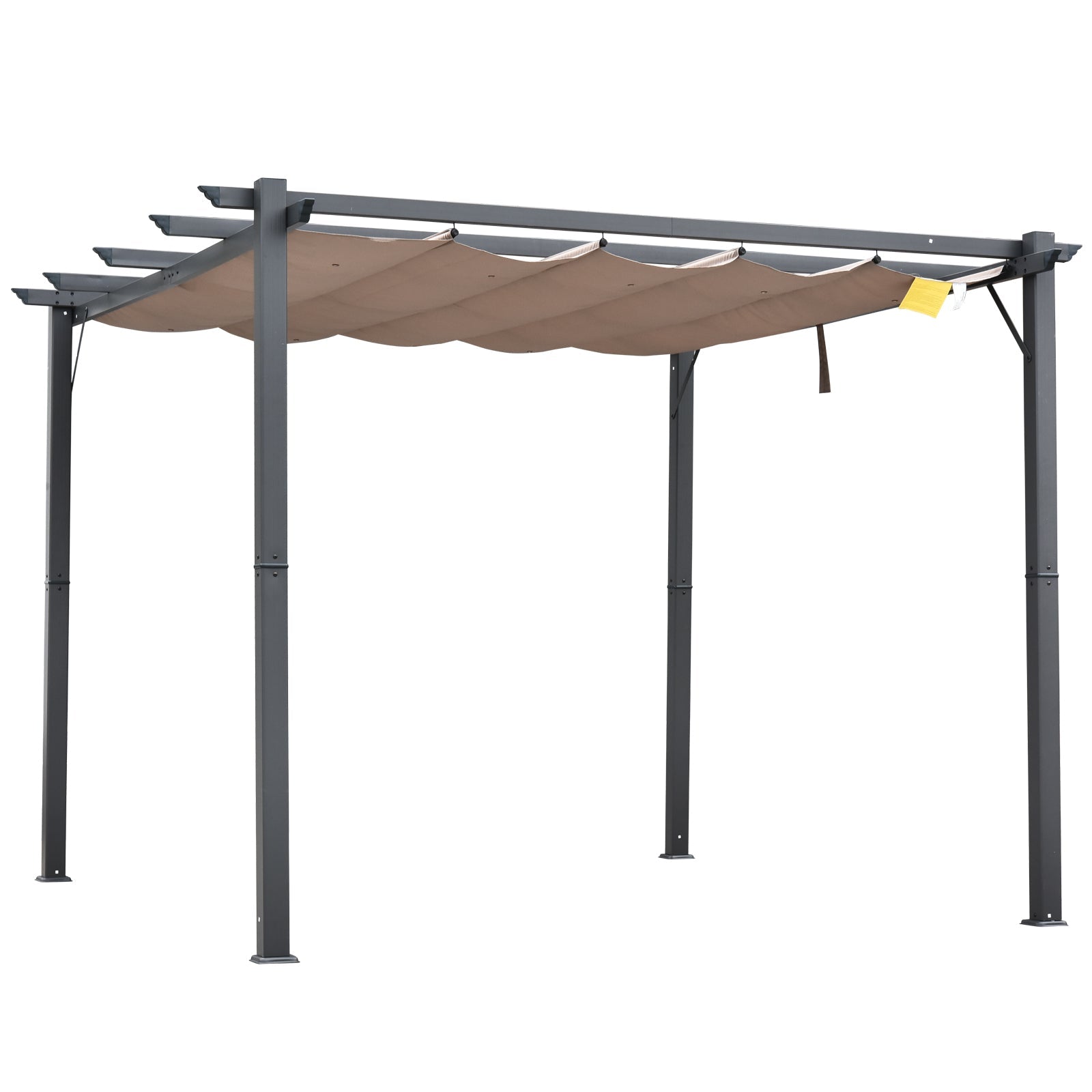 Outsunny 10'x10' Retractable Pergola Canopy Aluminium Sunshade Shelter Outdoor Gazebo for Deck Backyard Grey Frame
