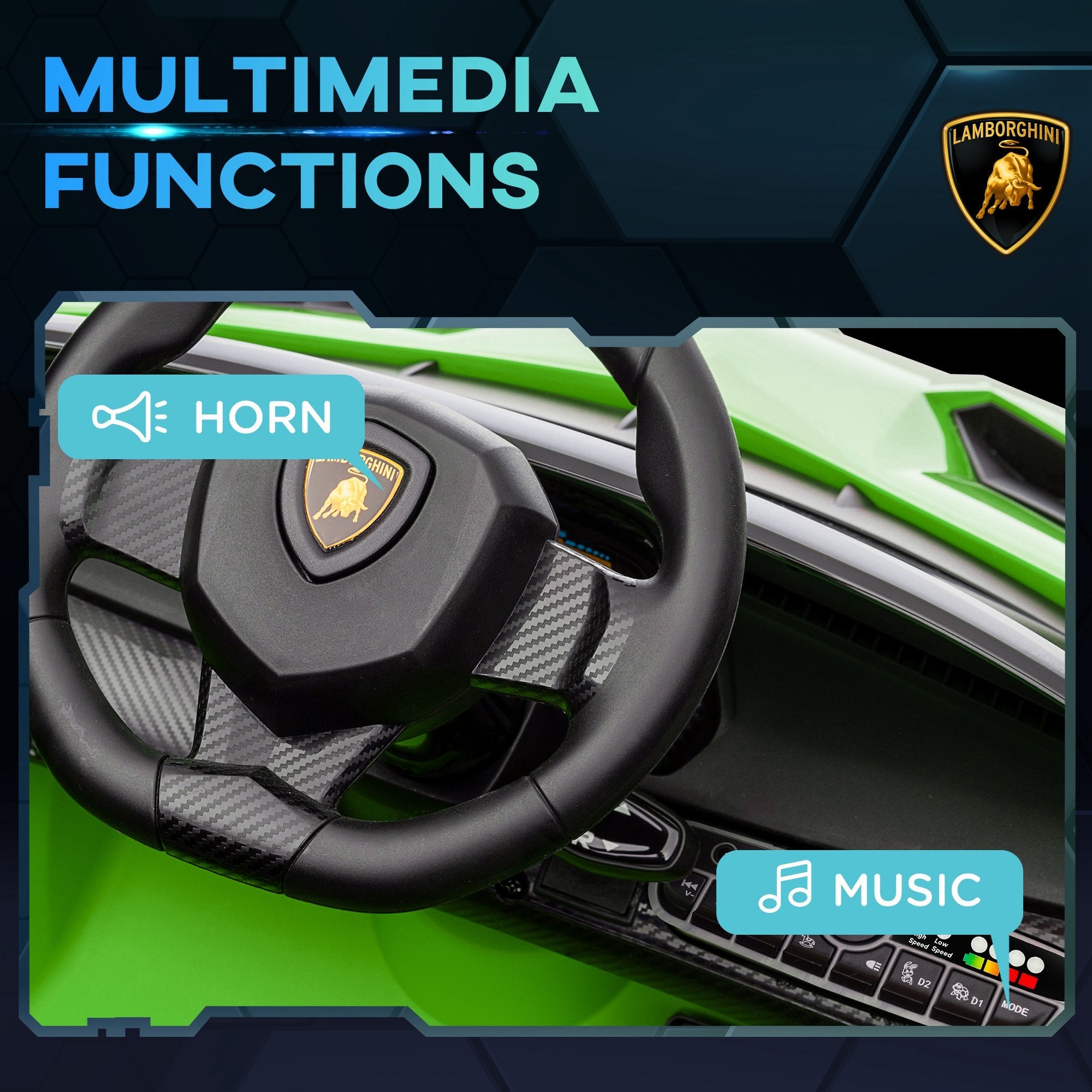 Aosom Kids Sports Car: 12V Electric, Butterfly Doors, 4.3Mph, Portable Battery, Green, for Boys/Girls