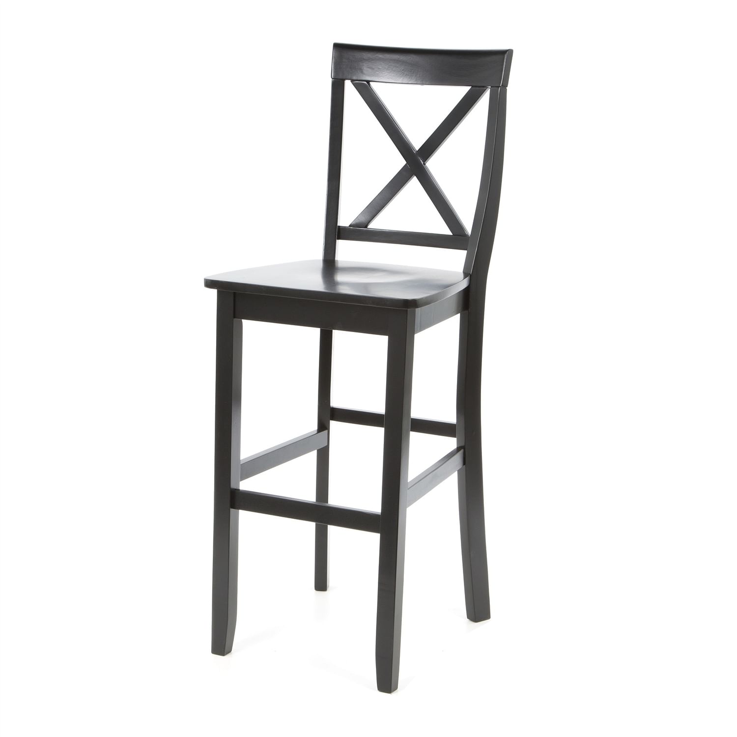 Set of 2 - X-Back Solid Wood 30-inch Barstools in Black Finish - Free Shipping