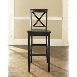 Set of 2 - X-Back Solid Wood 30-inch Barstools in Black Finish - Free Shipping