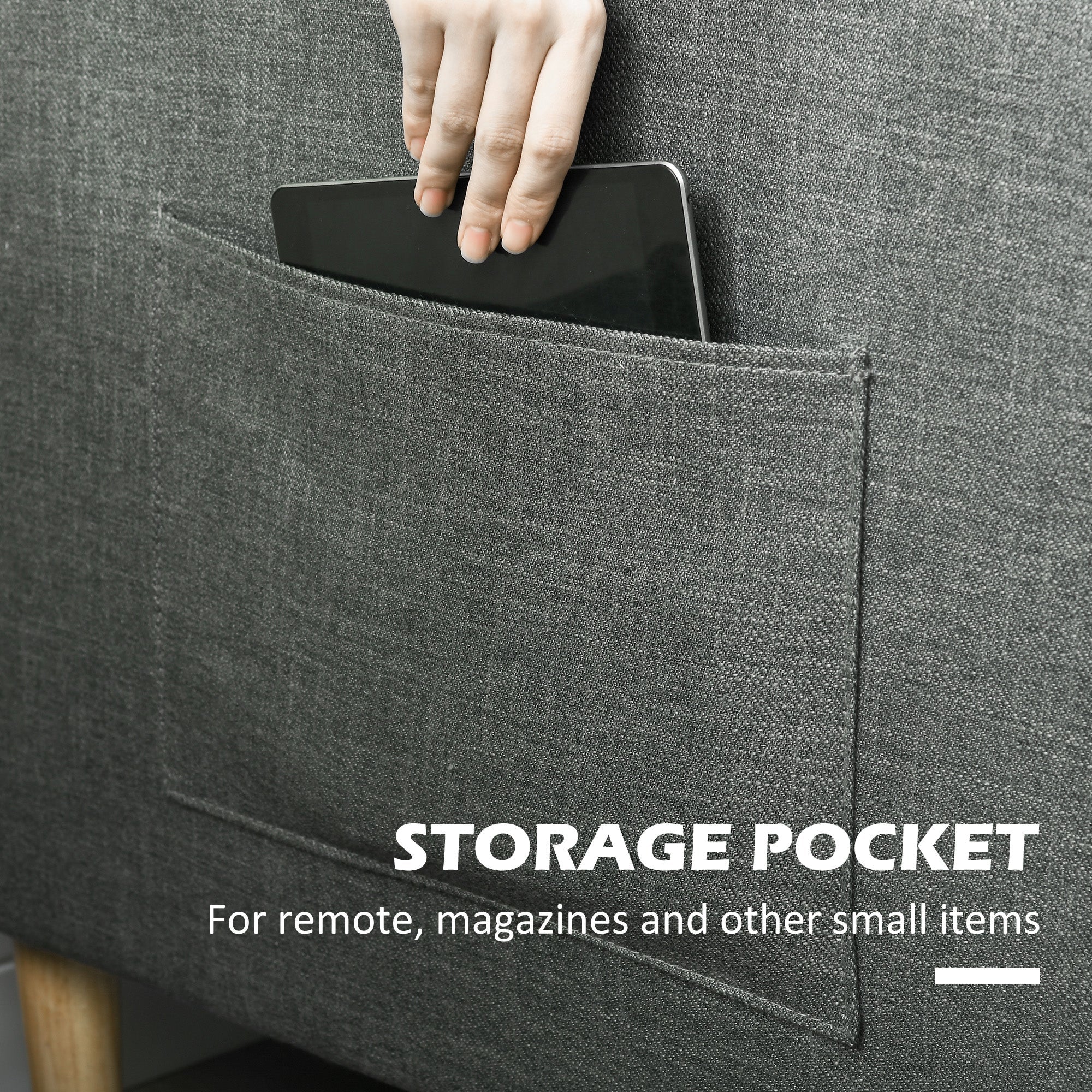 HOMCOM 56" 2-Seater Modern Sofa: With Side Pockets, Solid Steel Frame, Grey