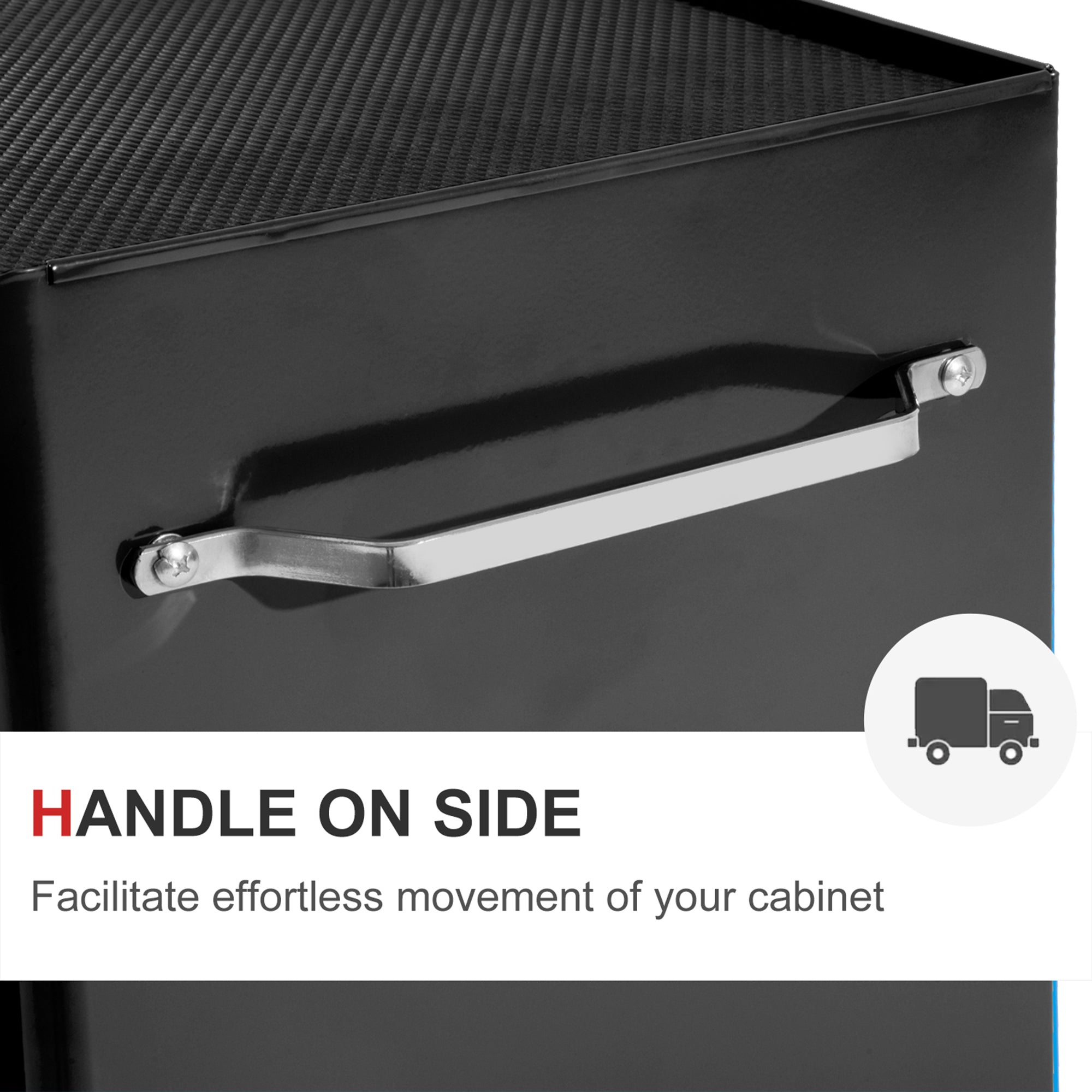 HOMCOM 5-Drawer Rolling Tool Cabinet on Wheels, Lockable Tool Chest, Tool Organizer for Garage, Factory and Workshop, Black