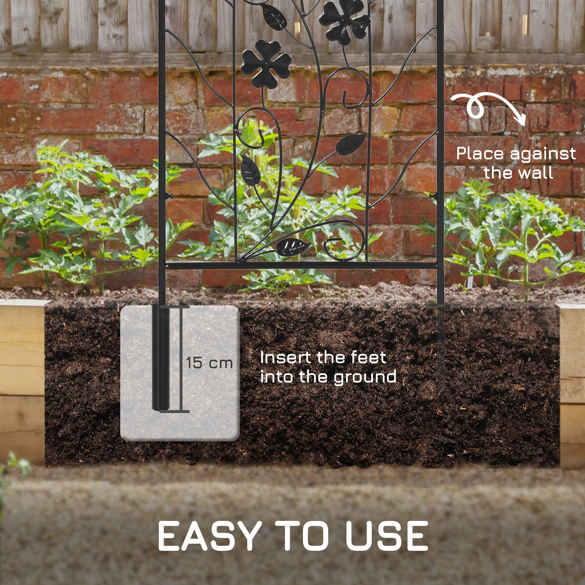 Outsunny Decorative Metal Garden Trellis 2 Pack with Bird and Leaf Design for Climbing Plants Flowers Vines Outdoor Decor 39" Tall