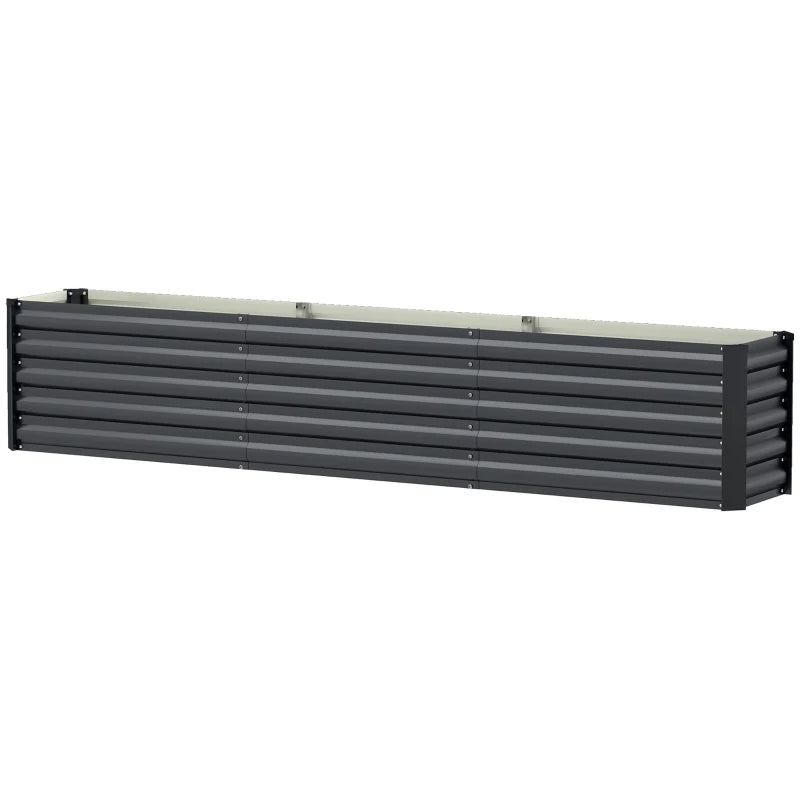 8 x 1.3 x 1.5ft Galvanized Raised Garden Bed, Reinforced Outdoor Planter Box with Open Bottom, Dark Grey