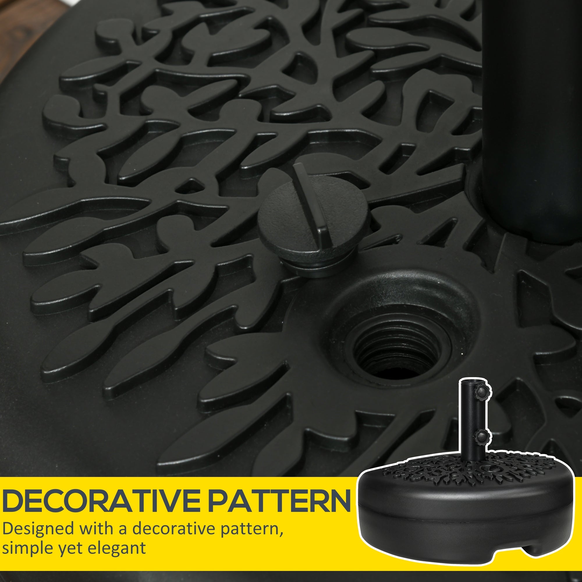 Outsunny Half Round Umbrella Base Stand: Sand/Water Fillable 40lb Capacity Outdoor Stability Black