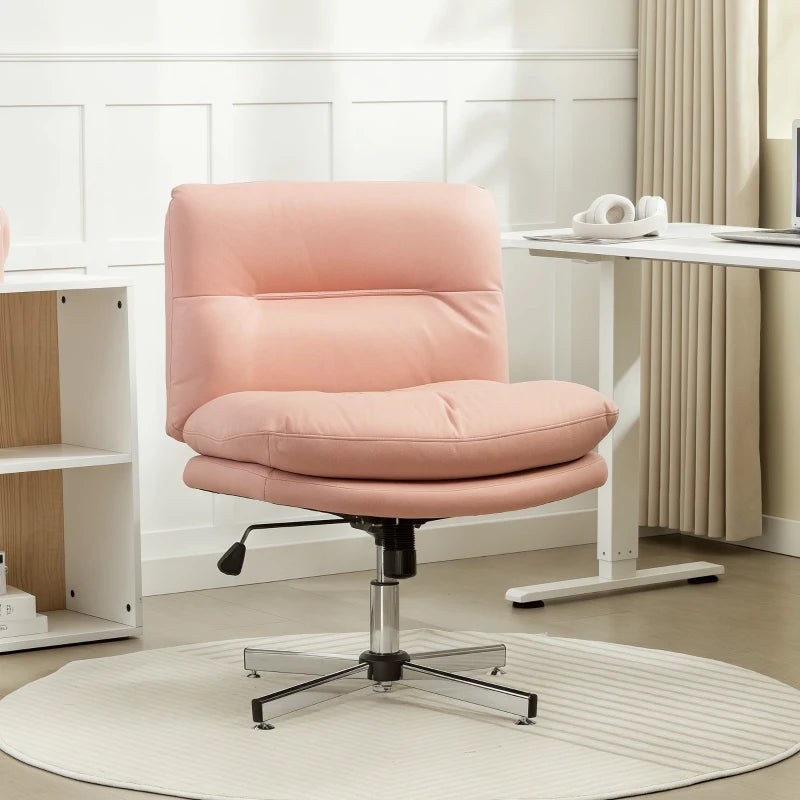 Armless Office Chair, Criss Cross Chair with Adjustable Height & Tilt Function for Home Office, Study, Pink