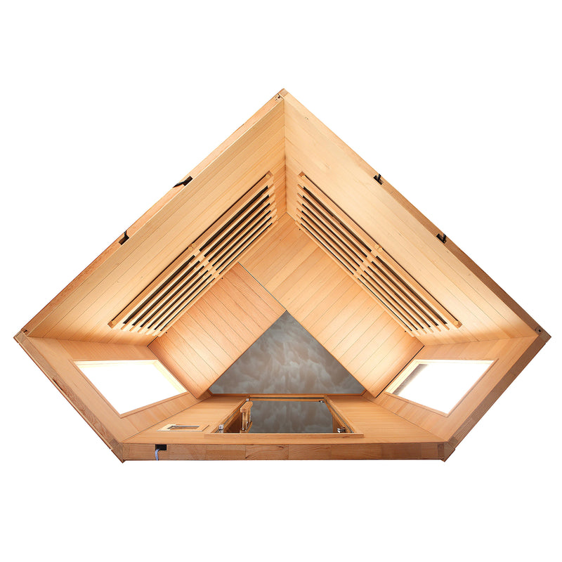 Aspen 4-Person Infrared Corner Sauna | Canadian Hemlock Wood with Bluetooth, LED & Aromatherapy