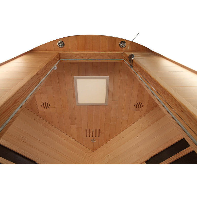 Aspen 4-Person Infrared Corner Sauna | Canadian Hemlock Wood with Bluetooth, LED & Aromatherapy