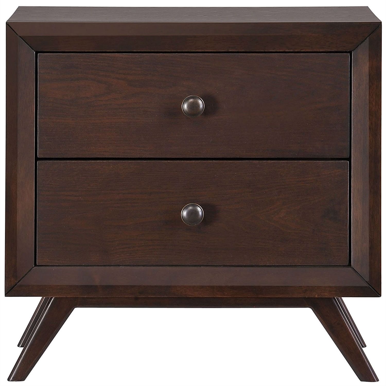 Mid-Century Modern Style End Table Nightstand in Cappuccino Wood Finish - Free Shipping