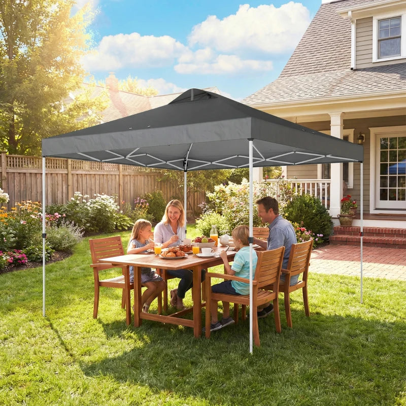 Pop Up Canopy Waterproof Canopy Tent with Carrying Bag for Parties Garden BBQs 9.8' x 9.8', Dark Grey