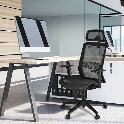 Height Adjustable Ergonomic High Back Mesh Office Chair with Hange-Gray - Free Shipping