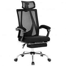 Ergonomic Recliner Mesh Office Chair with Adjustable Footrest-Black - Free Shipping
