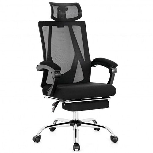 Ergonomic Recliner Mesh Office Chair with Adjustable Footrest-Black - Free Shipping