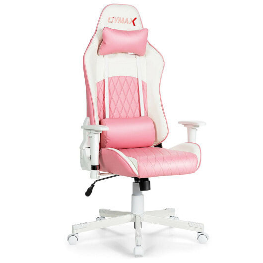 Ergonomic High Back Computer Desk Chair with Headrest and Lumbar Support-Pink - Free Shipping