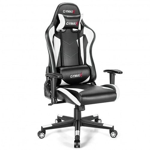 Gaming Chair Adjustable Swivel Racing Style Computer Office Chair-White - Free Shipping