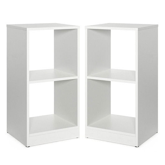 2 Pieces 2-tier Bookcase Set with Anti-toppling Device - Free Shipping