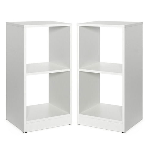 2 Pieces 2-tier Bookcase Set with Anti-toppling Device - Free Shipping
