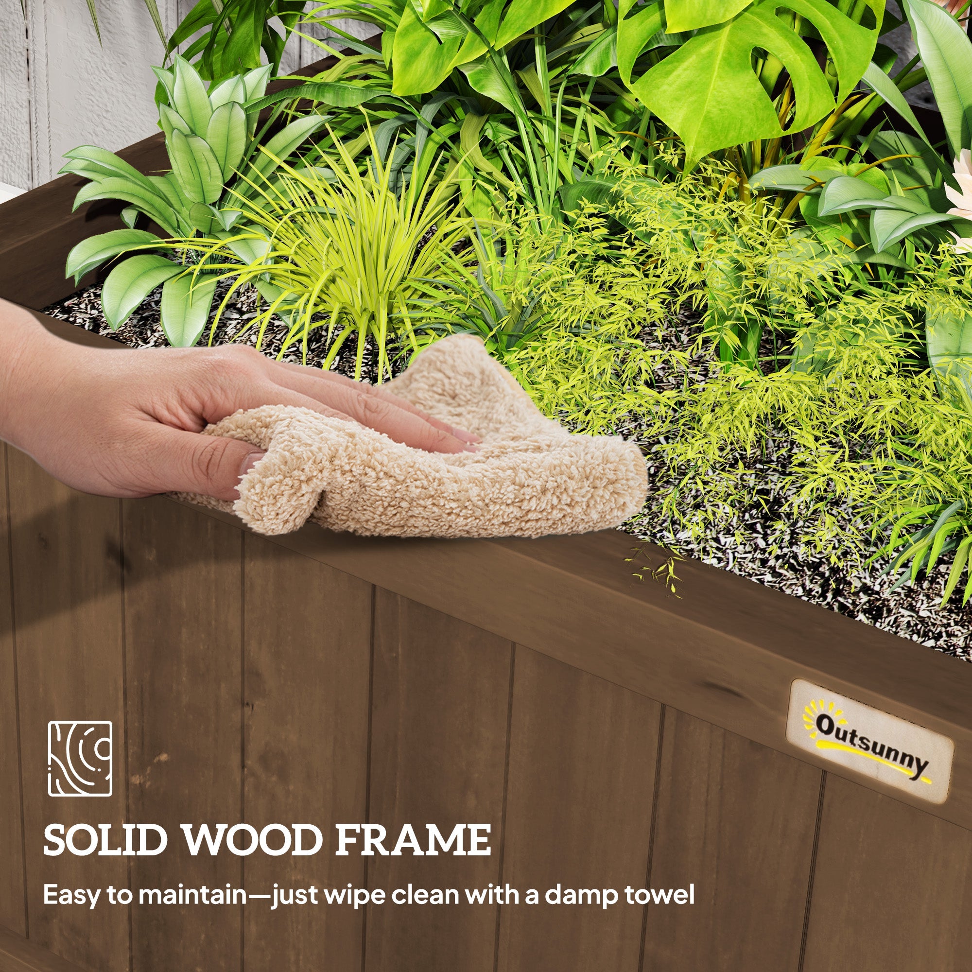 Outsunny Wood Planter with Trellis for Vine Climbing, Raised Garden Bed, Privacy Screen for Backyard, Patio, Deck, Coffee