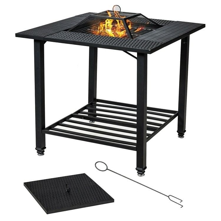 4 in 1 Square Fire Pit, Grill Cooking BBQ Grate, Ice Bucket, Dining Table - Free Shipping