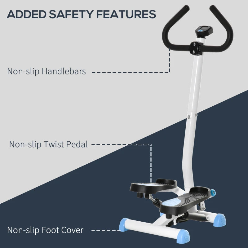 Soozier Twist Stepper Exercise Machine with Adjustable Resistance, LCD Screen - White & Blue
