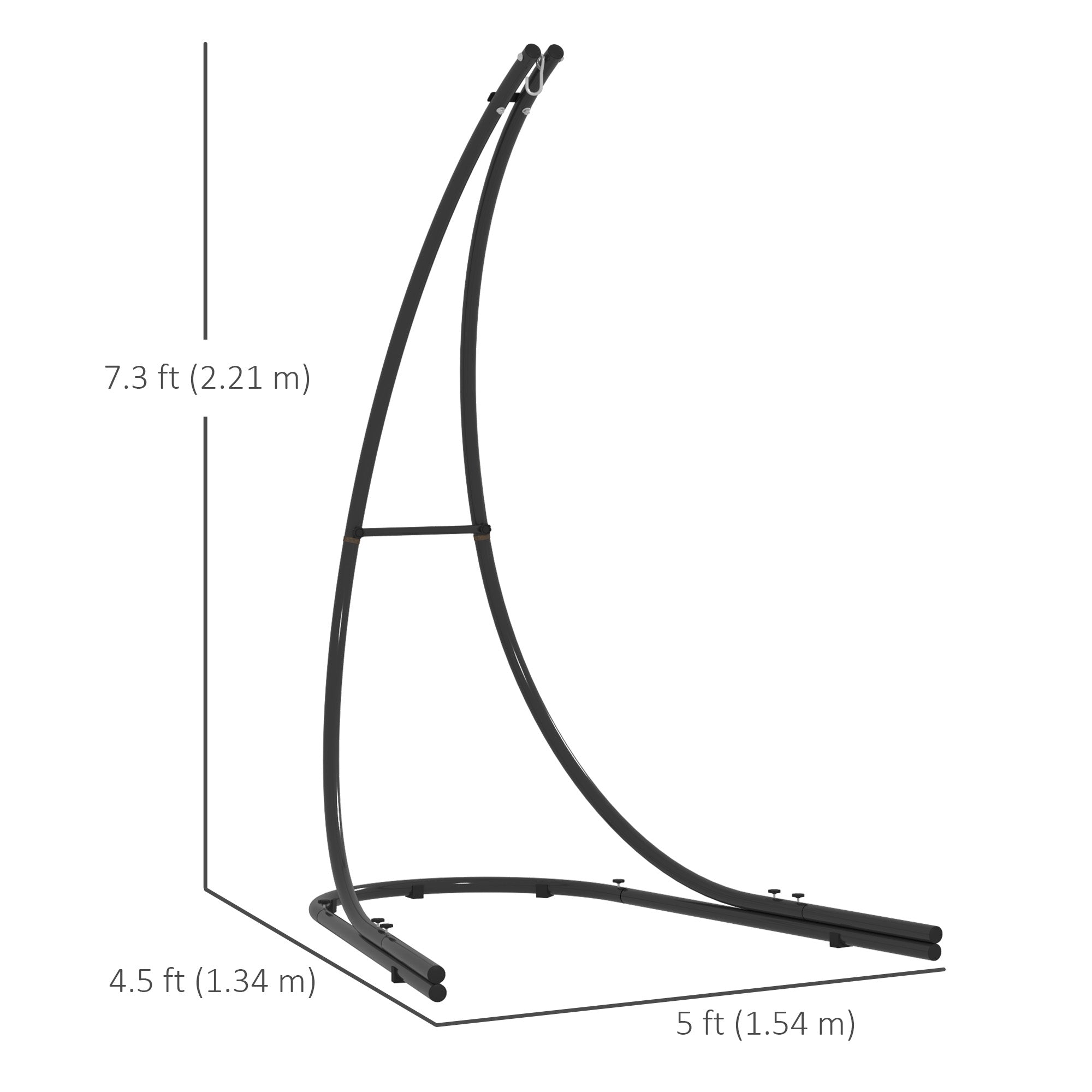 Outsunny Hammock Chair Stand, Heavy Duty Steel Hanging Chair Stand for Swing Chair, Egg Chair, with Extra Large Base, Black