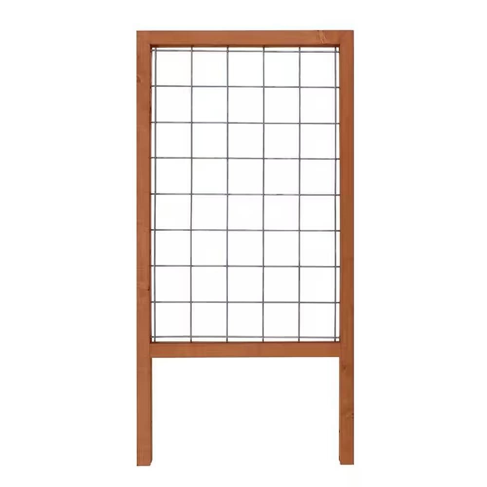 48-inch Outdoor Pine Wood Frame Garden Trellis with Metal Wire Lattice - Free Shipping