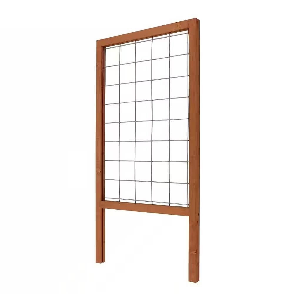 48-inch Outdoor Pine Wood Frame Garden Trellis with Metal Wire Lattice - Free Shipping