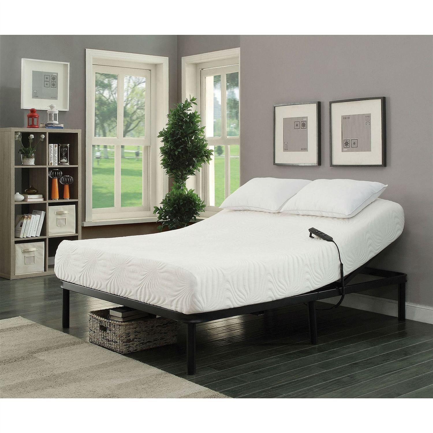 Full size Sturdy Black Metal Adjustable Bed Base with Remote - Free Shipping