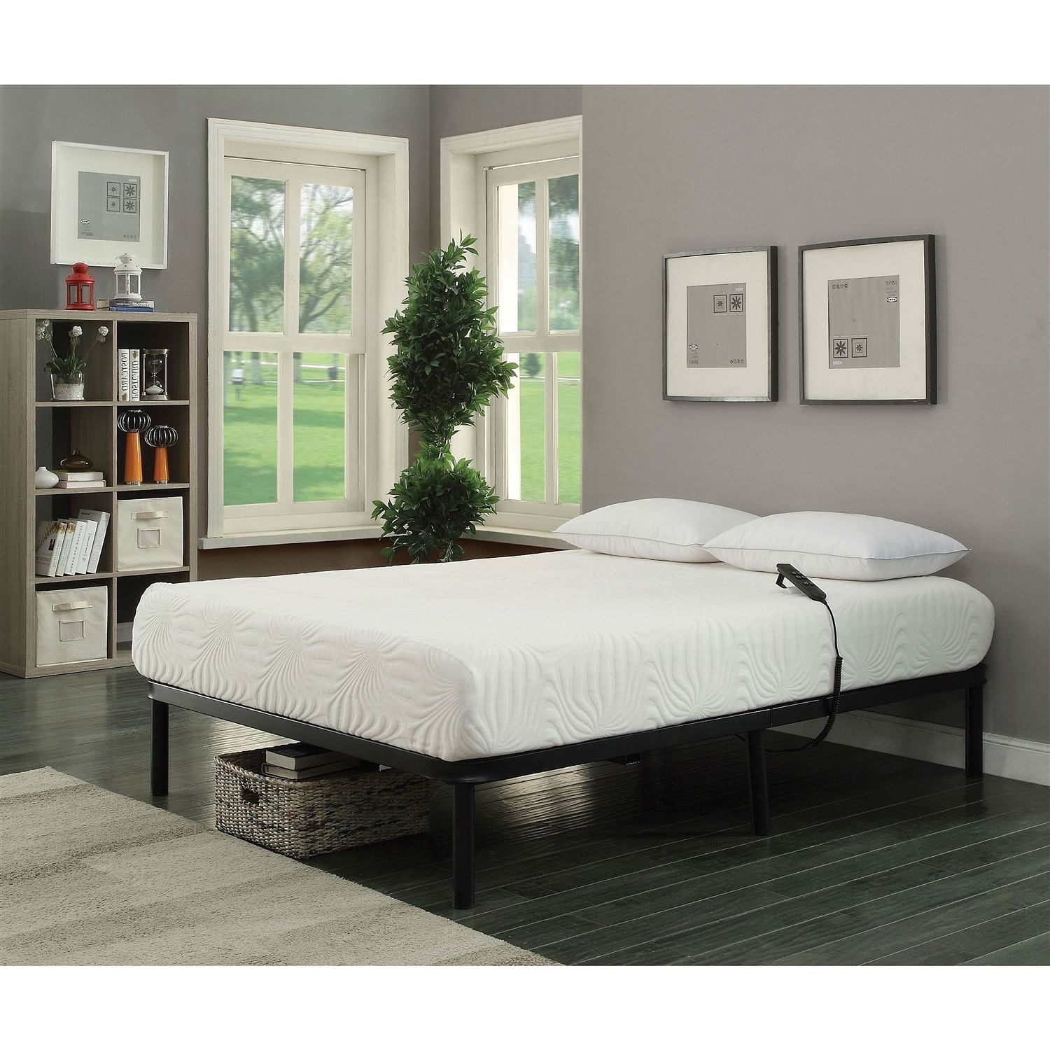 Full size Sturdy Black Metal Adjustable Bed Base with Remote - Free Shipping
