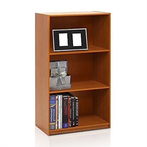 Modern 3-Shelf Bookcase in Light Cherry Wood Finish - Free Shipping