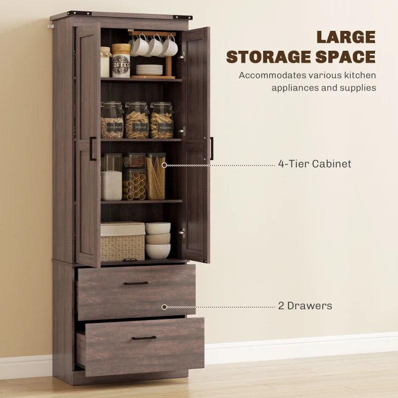 67" Tall Kitchen Pantry Storage Cabinet, Kitchen Pantry Cabinet with Doors, Drawers and Adjustable Shelves
