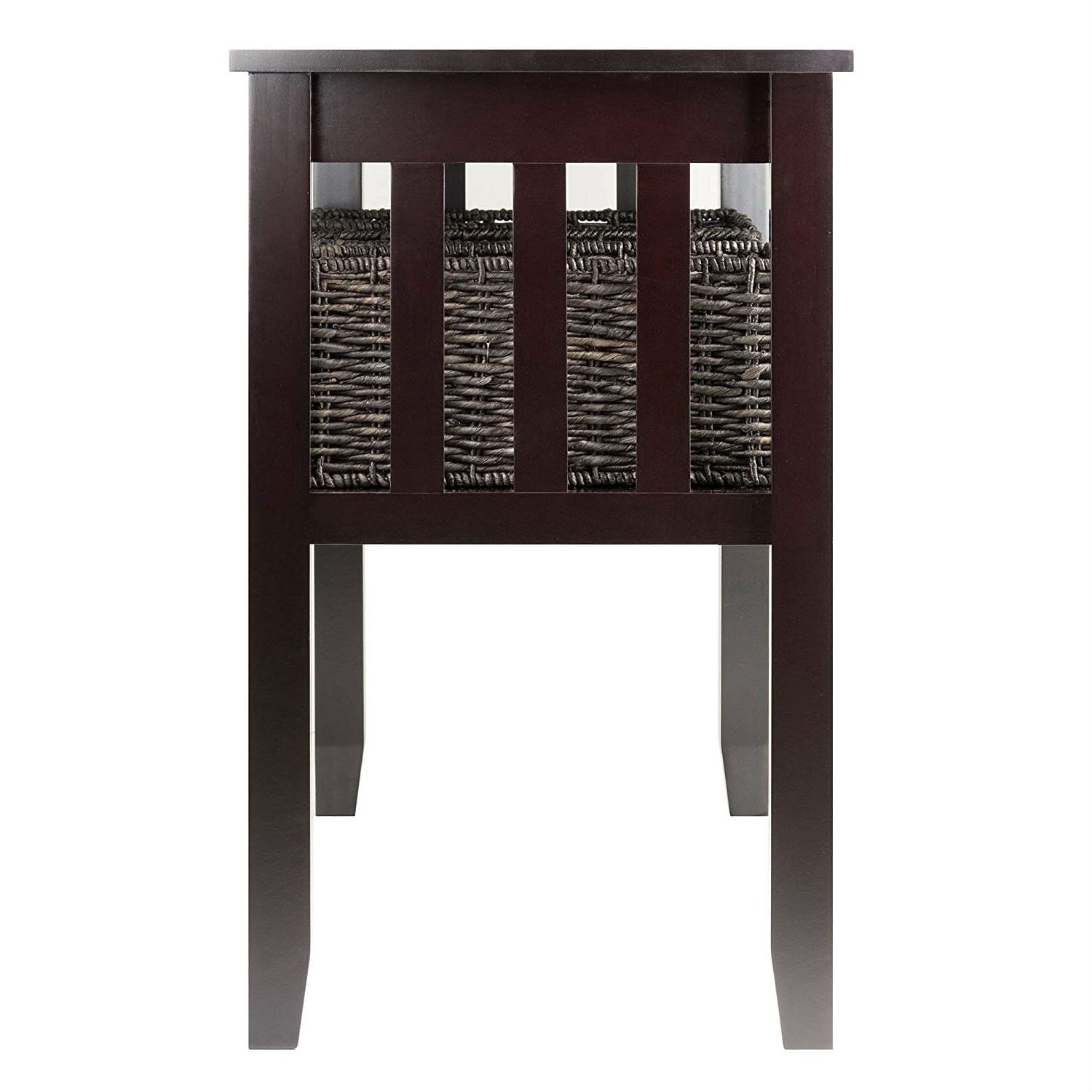 Espresso 2 Tier Entryway Hall Console Table with 3 Storage Baskets - Free Shipping