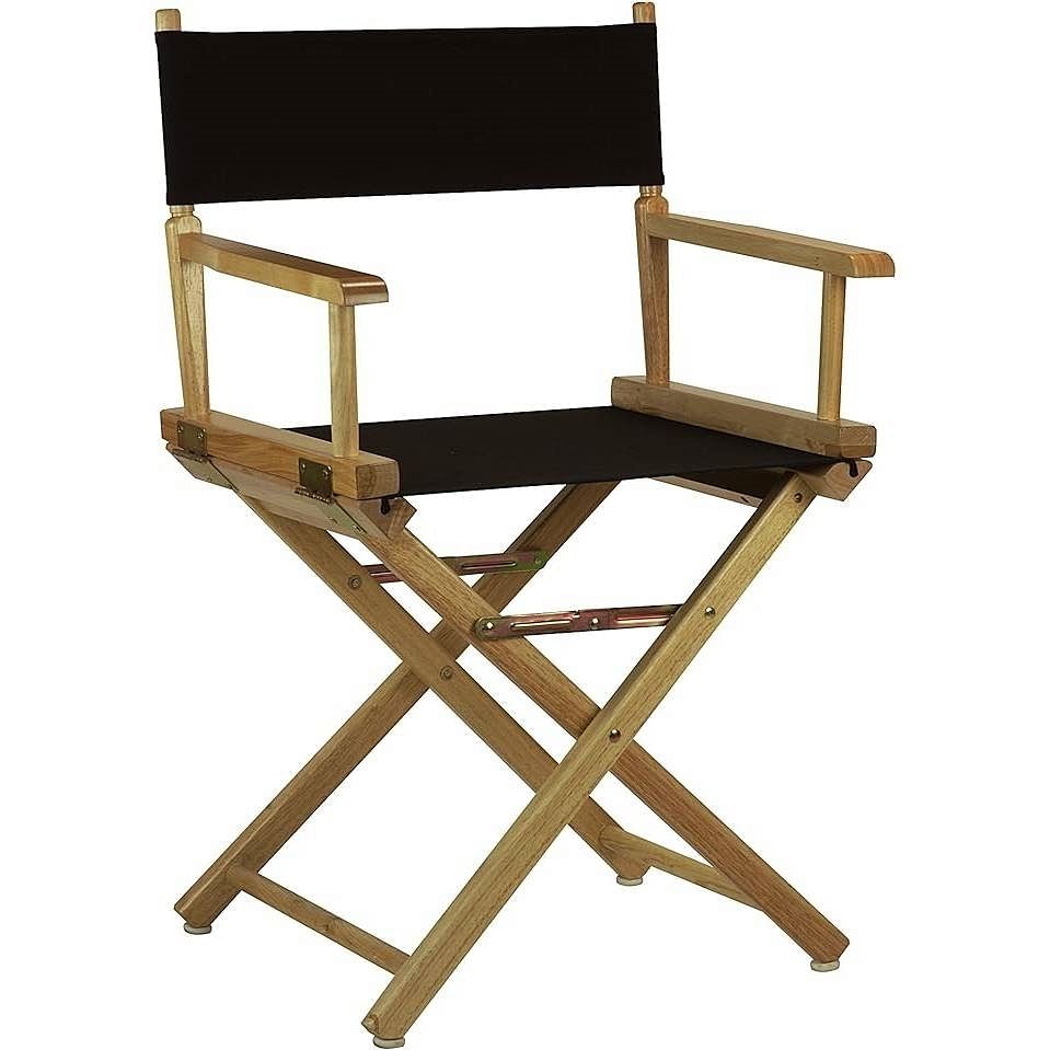 Solid Wood Frame Indoor/Outdoor Patio Dining Directors Chair with Black Seat - Free Shipping