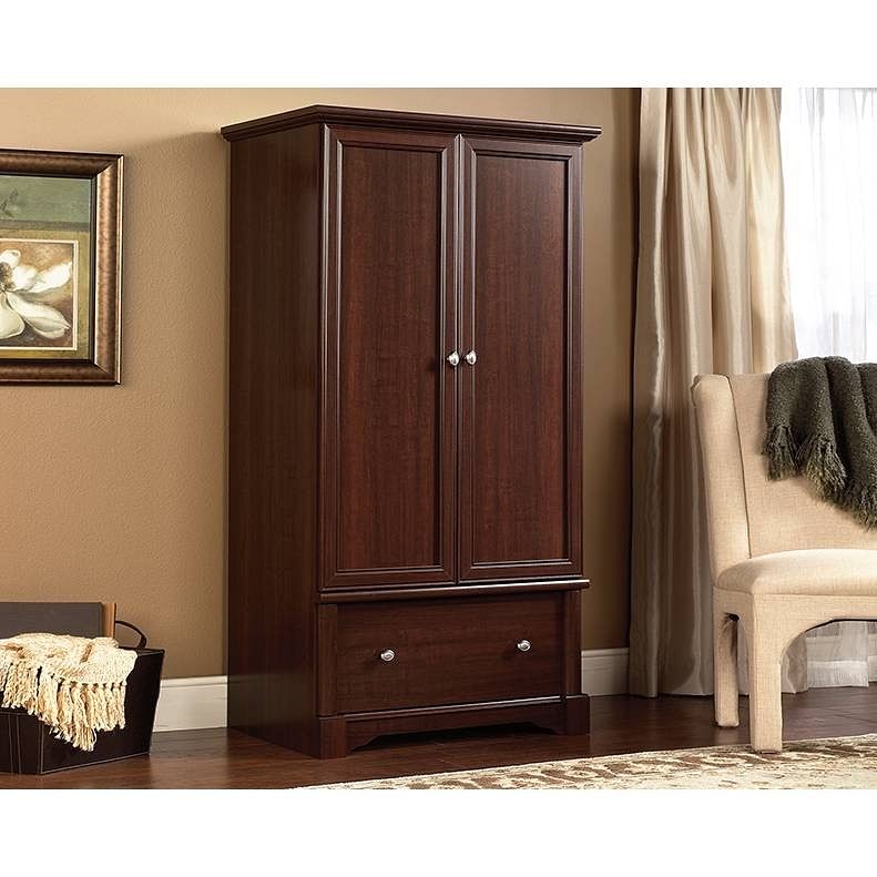 Rustic Cherry Drawer and Garment Rod Wardrobe Armoire - Free Shipping