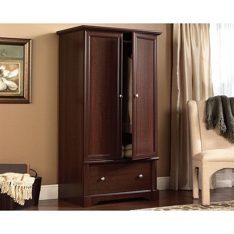 Rustic Cherry Drawer and Garment Rod Wardrobe Armoire - Free Shipping