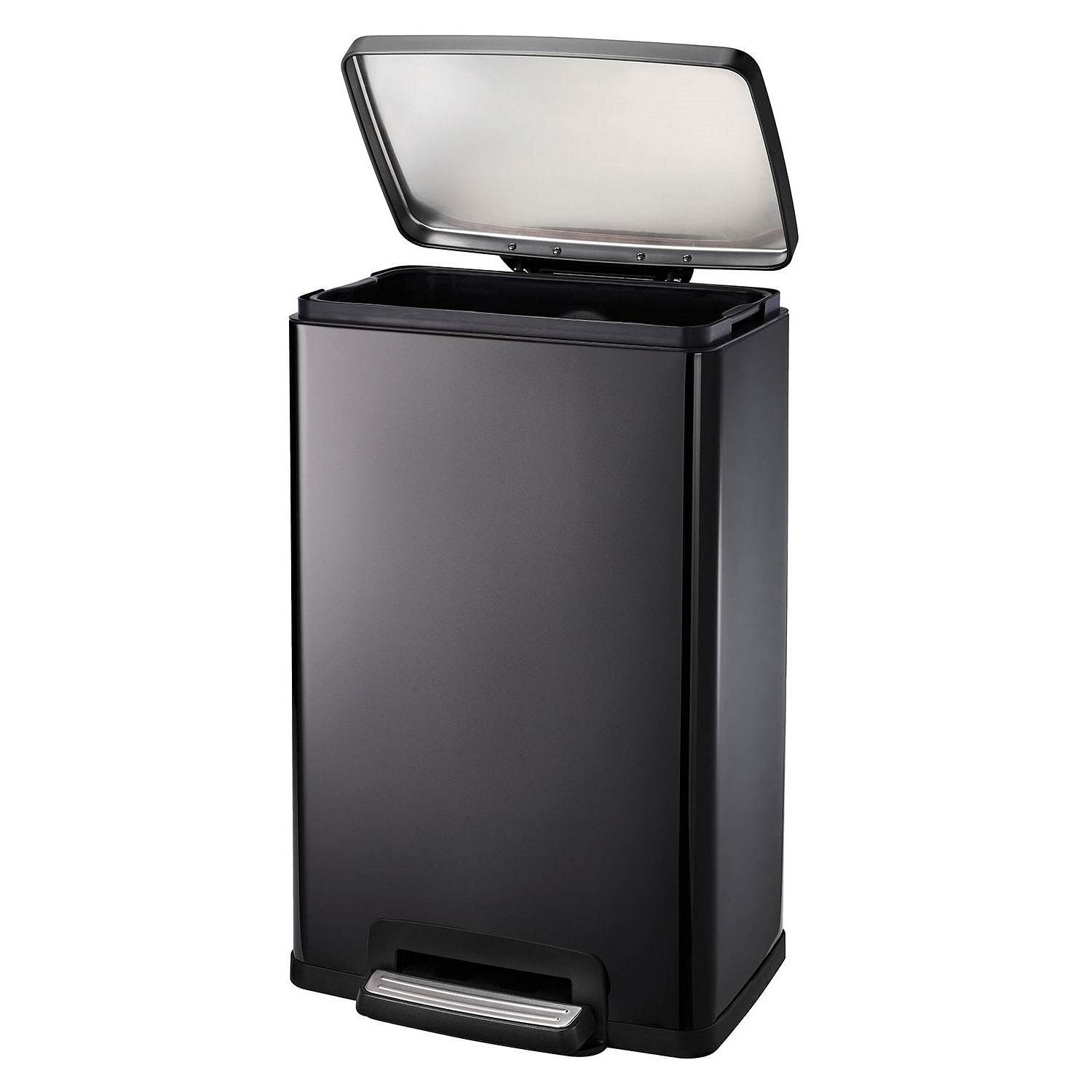 Stainless Steel 13-Gallon Kitchen Trash Can with Step Lid Charcoal Black Grey - Free Shipping