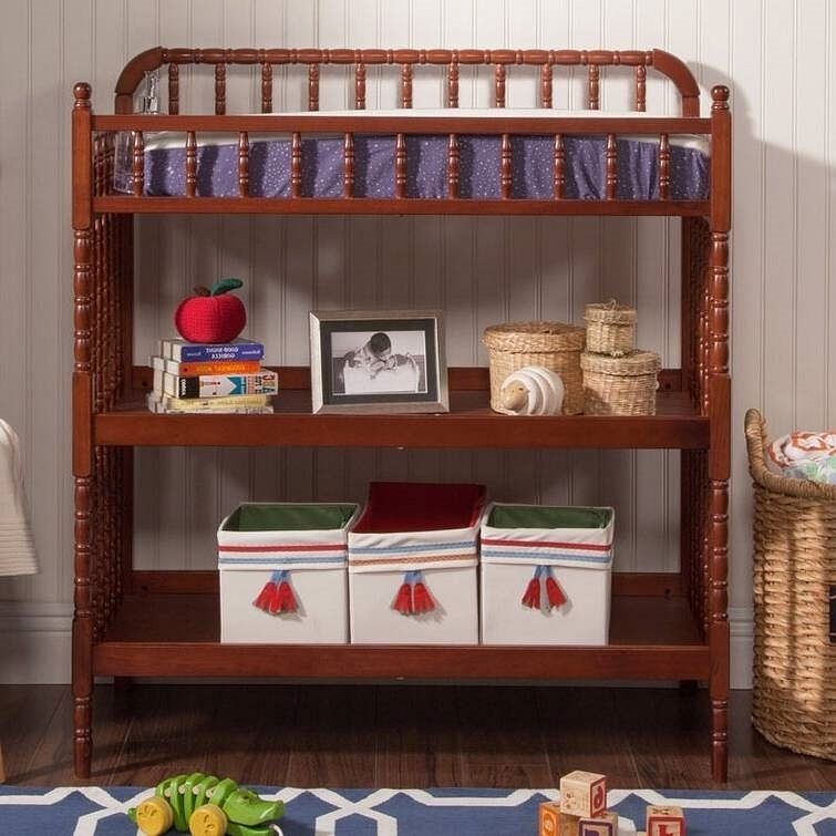 Cherry Wood Changing Table with 1-inch Waterproof Changing Pad - Free Shipping